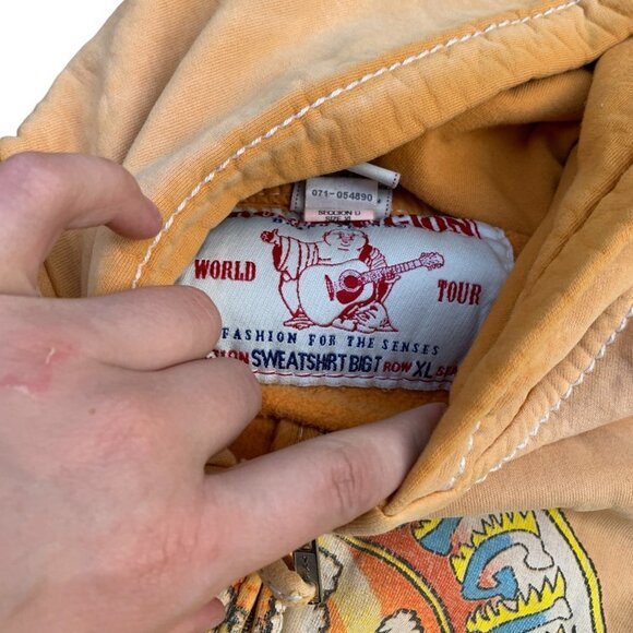 VINTAGE True Religion Hoodie Sweater XL Sunburst Buddha - Picture 3 of 7